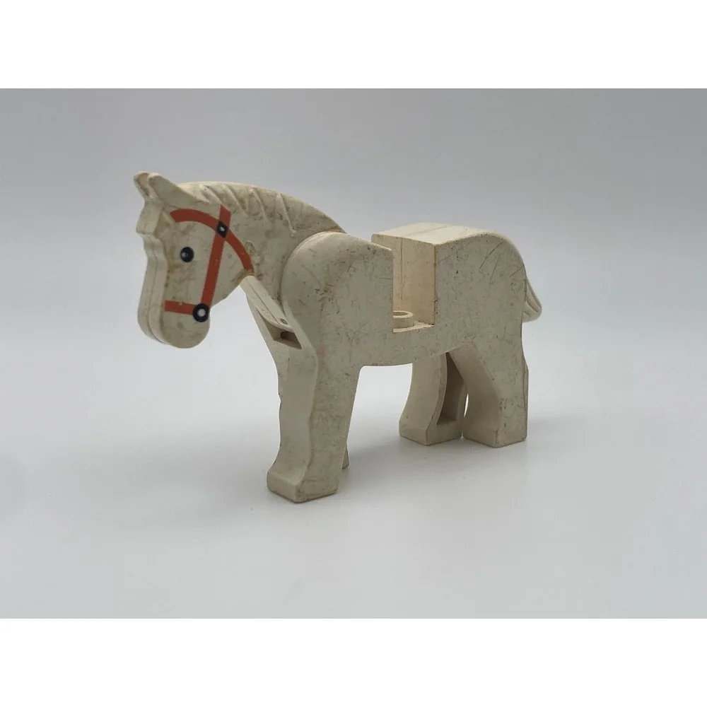 Vintage LEGO Duplo Horse White with Red Bridle Animal Figure Replacement Piece